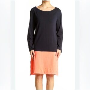 J.Crew Navy Blue Coral Colorblock Shift Dress L
